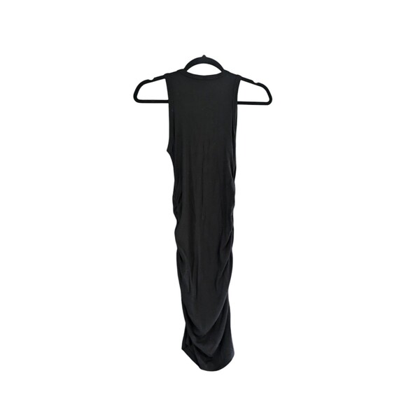 Maternity Black Sleeveless Midi Dress Ruched Tie Sides Medium - Picture 2 of 4